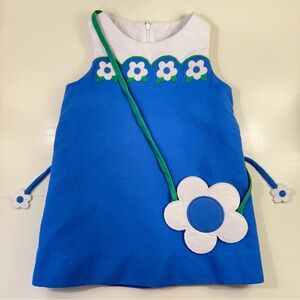 Florence Eiseman Blue Daisies Dress + Purse 2T